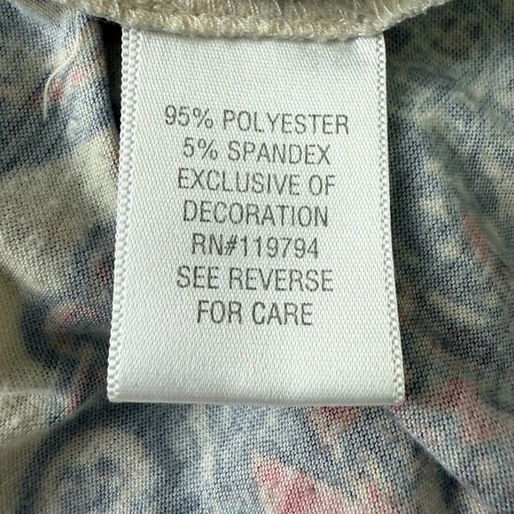 One World Paisley Print Tunic Top Sz XL Beaded 3/4 Sleeves Asymmetrical Hem - Picture 10 of 11